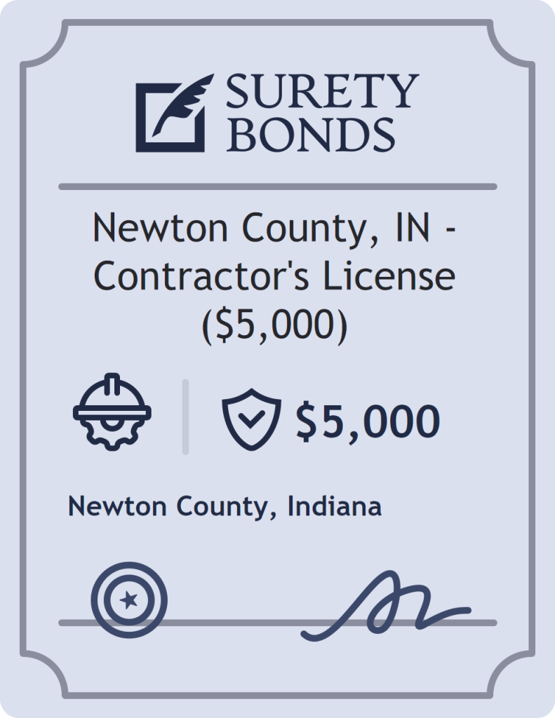 Surety bond badge for Newton County, IN - Contractor's License ($5,000)