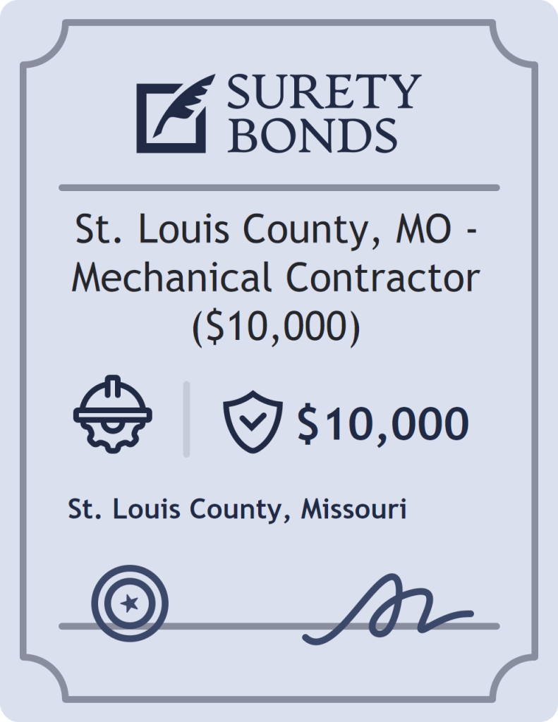 Surety bond badge for St. Louis County, MO - Mechanical Contractor ($10,000)