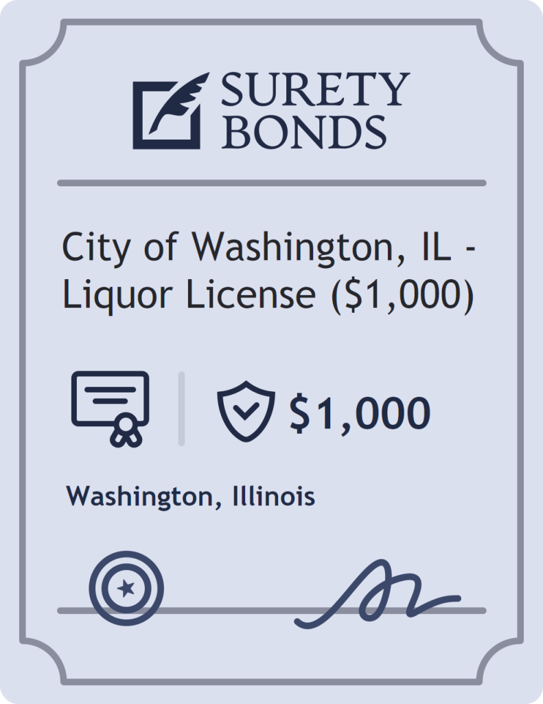 Surety bond badge for City of Washington, IL - Liquor License ($1,000)