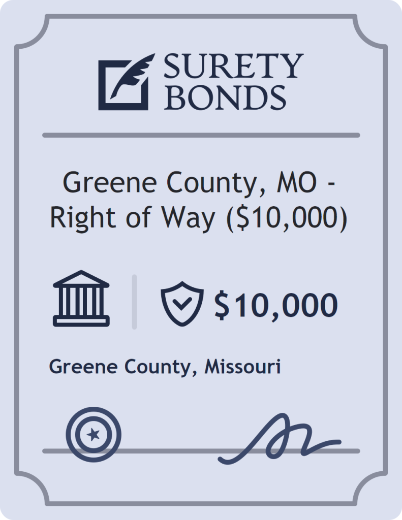 Surety bond badge for Greene County, MO - Right of Way ($10,000)