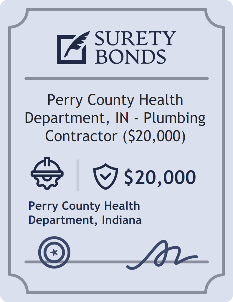Surety bond badge for Perry County Health Department, IN - Plumbing Contractor ($20,000)