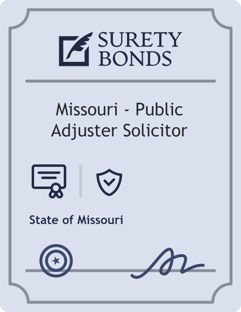 Surety bond badge for Missouri - Public Adjuster Solicitor
