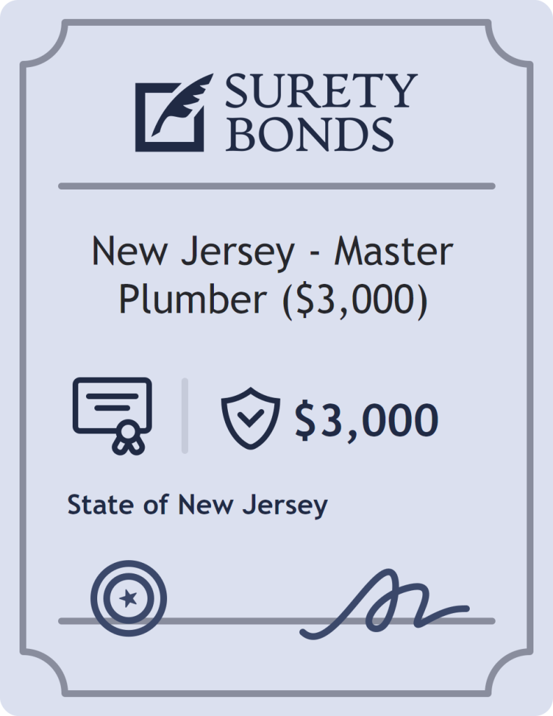 Surety bond badge for New Jersey - Master Plumber ($3,000)