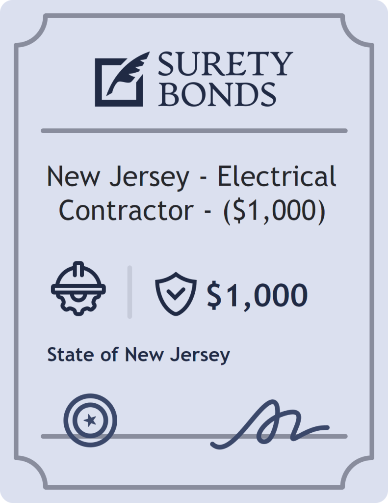 Surety bond badge for New Jersey - Electrical Contractor - ($1,000)