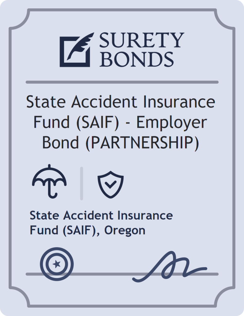 Surety bond badge for State Accident Insurance Fund (SAIF) - Employer Bond (PARTNERSHIP)