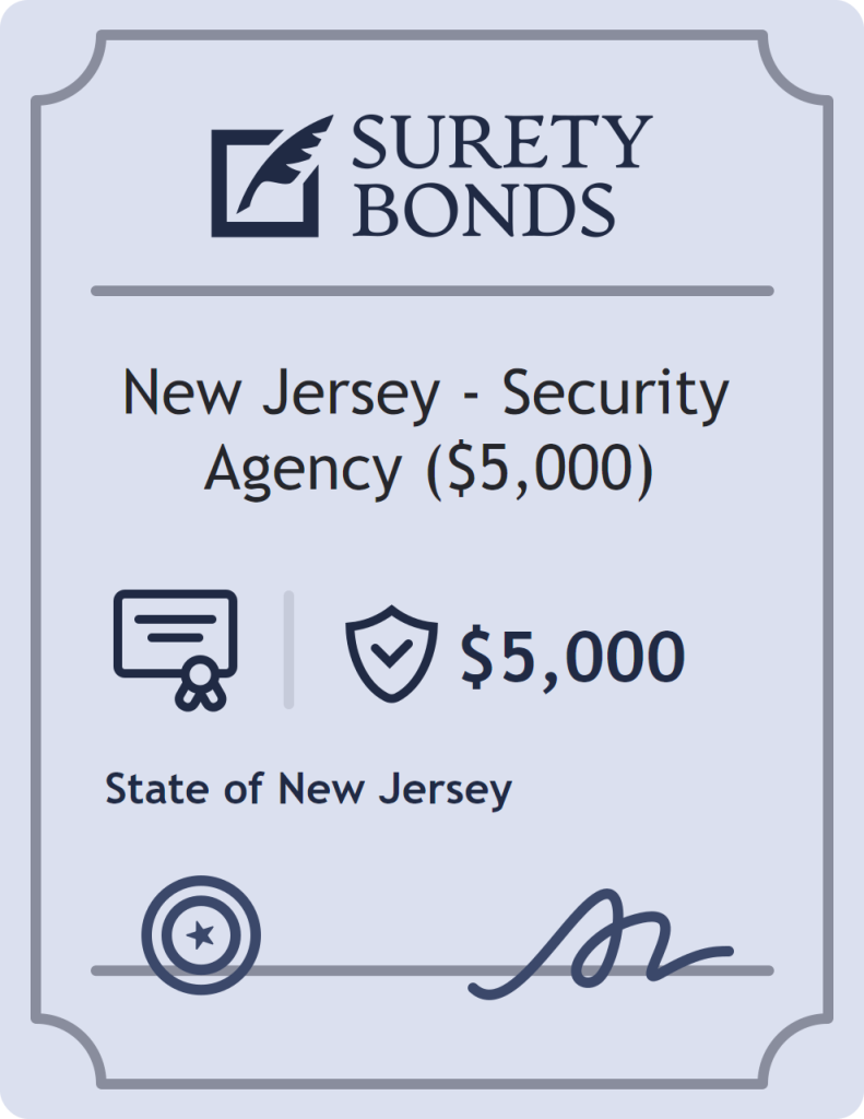 Surety bond badge for New Jersey - Security Agency ($5,000)