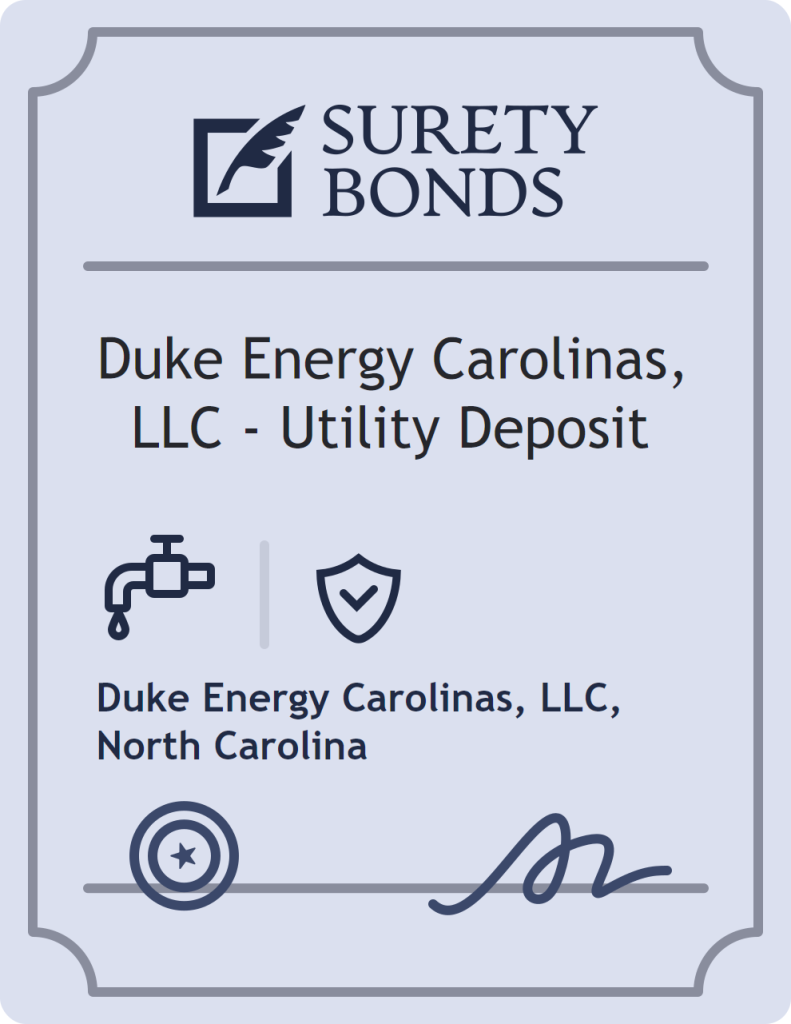 Surety bond badge for Duke Energy Carolinas, LLC - Utility Deposit