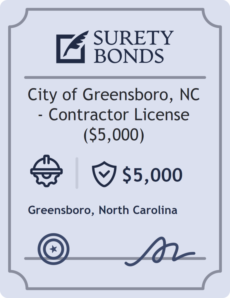 Surety bond badge for City of Greensboro, NC - Contractor License ($5,000)
