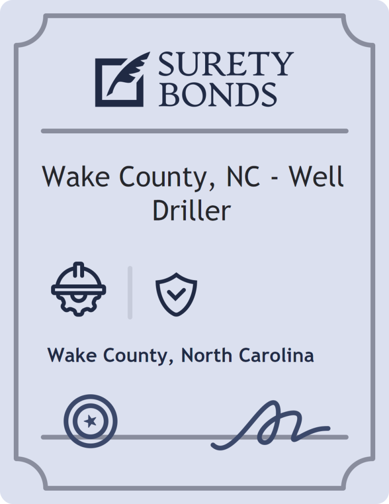Surety bond badge for Wake County, NC - Well Driller