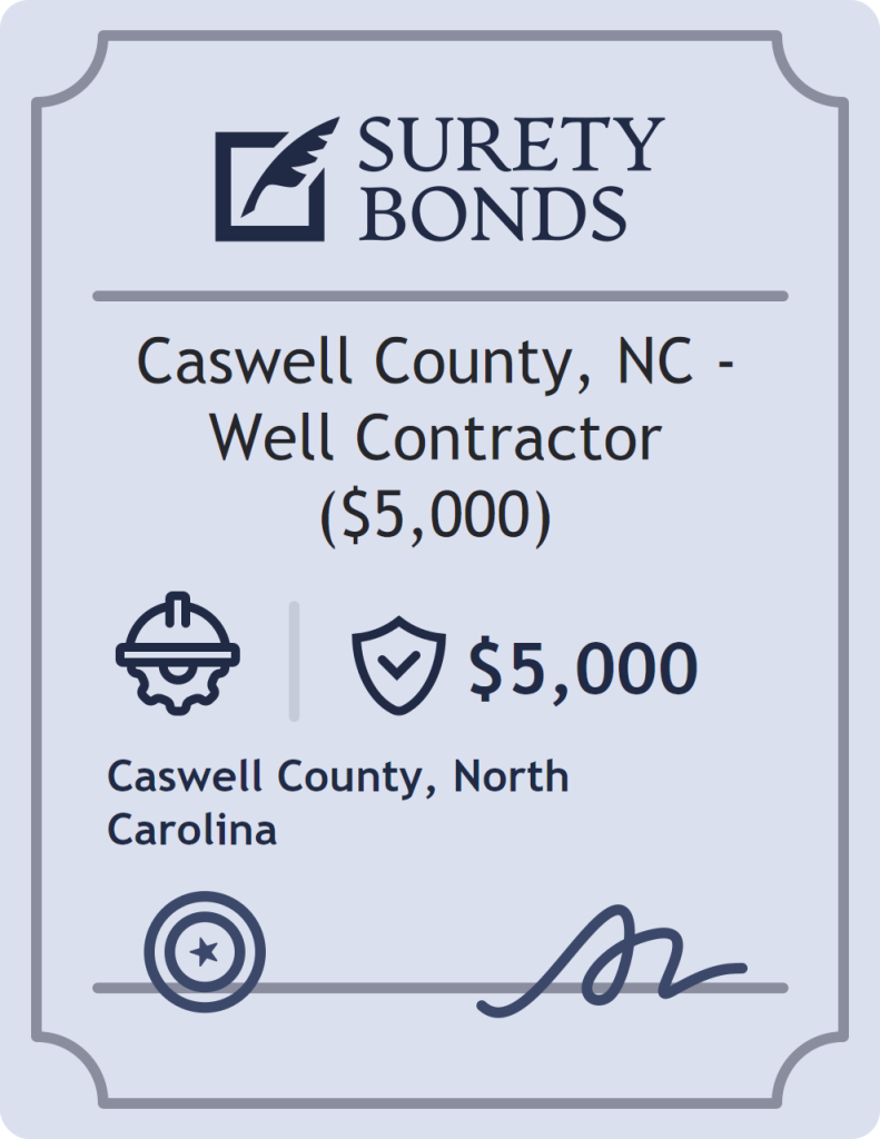 Surety bond badge for Caswell County, NC - Well Contractor ($5,000)