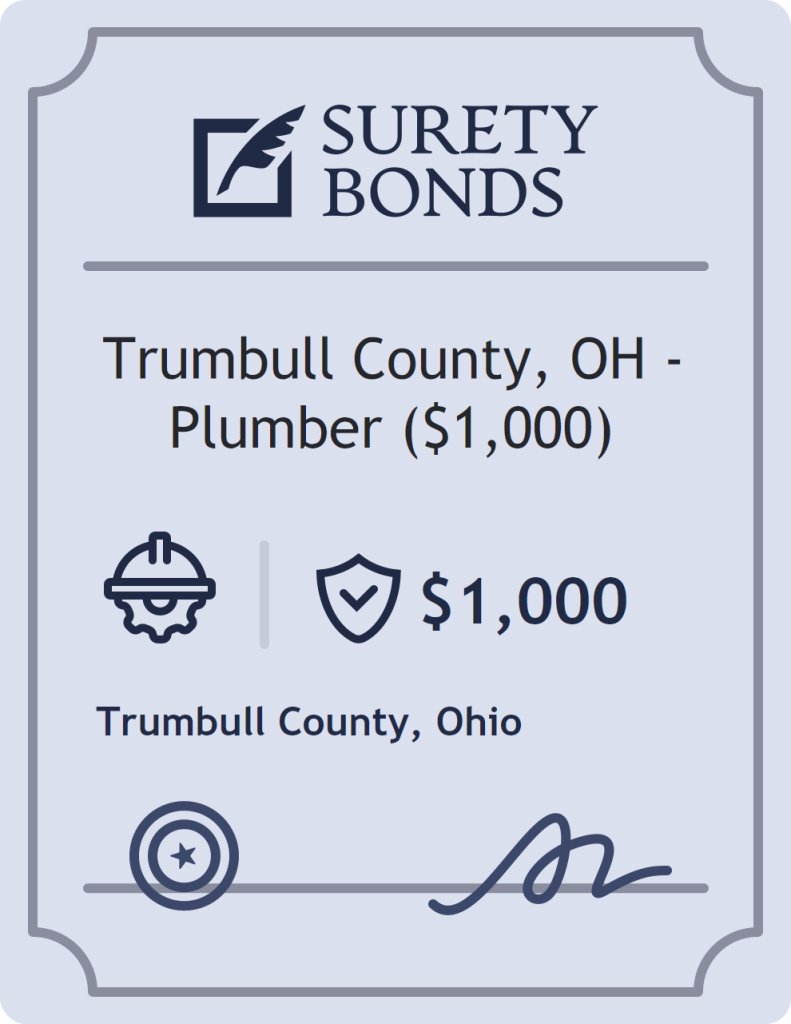 Surety bond badge for Trumbull County, OH - Plumber ($1,000)