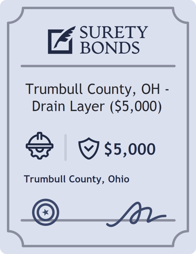 Surety bond badge for Trumbull County, OH - Drain Layer ($5,000)