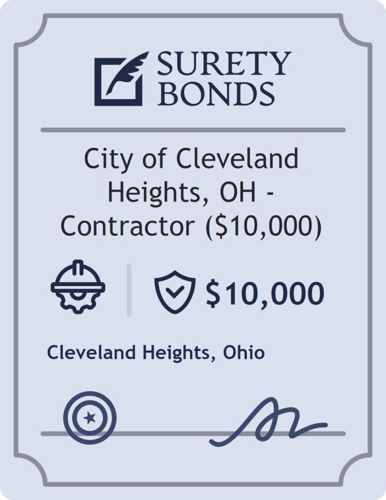 Surety bond badge for City of Cleveland Heights, OH - Contractor ($10,000)