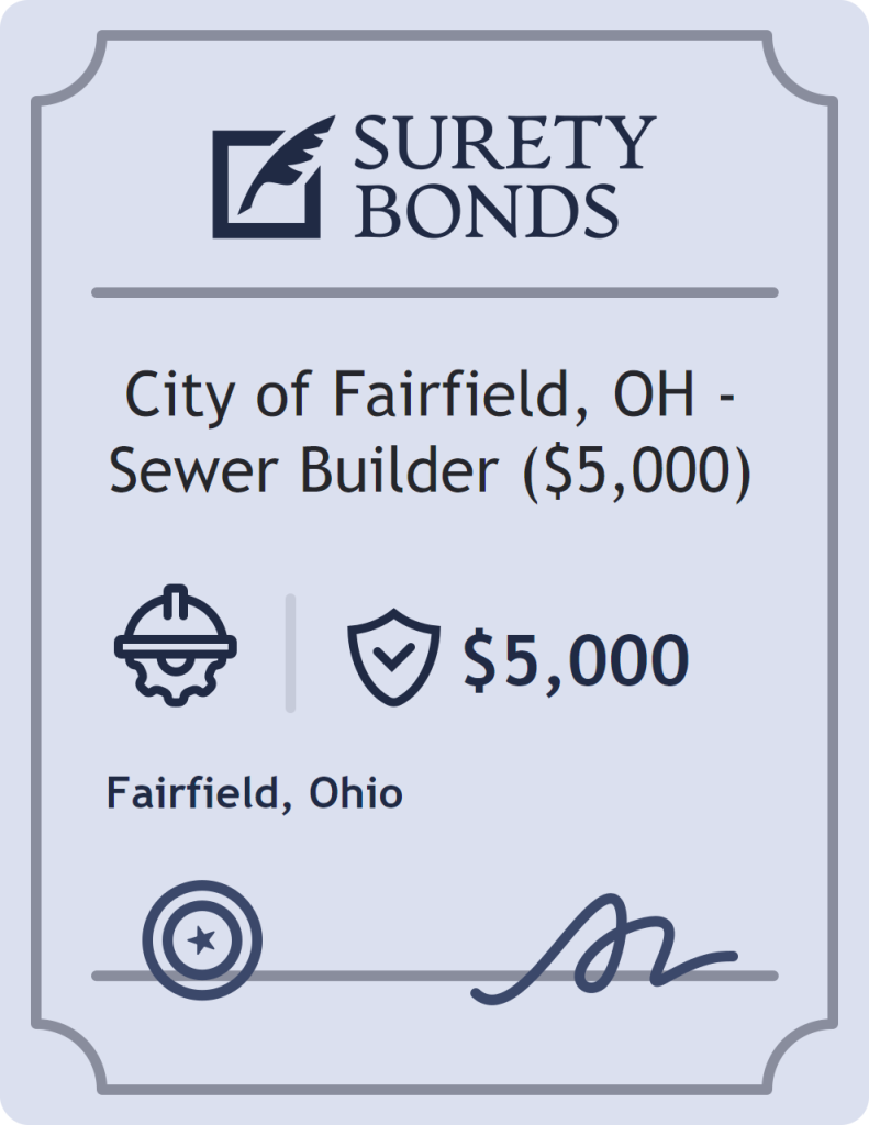 Surety bond badge for City of Fairfield, OH - Sewer Builder ($5,000)