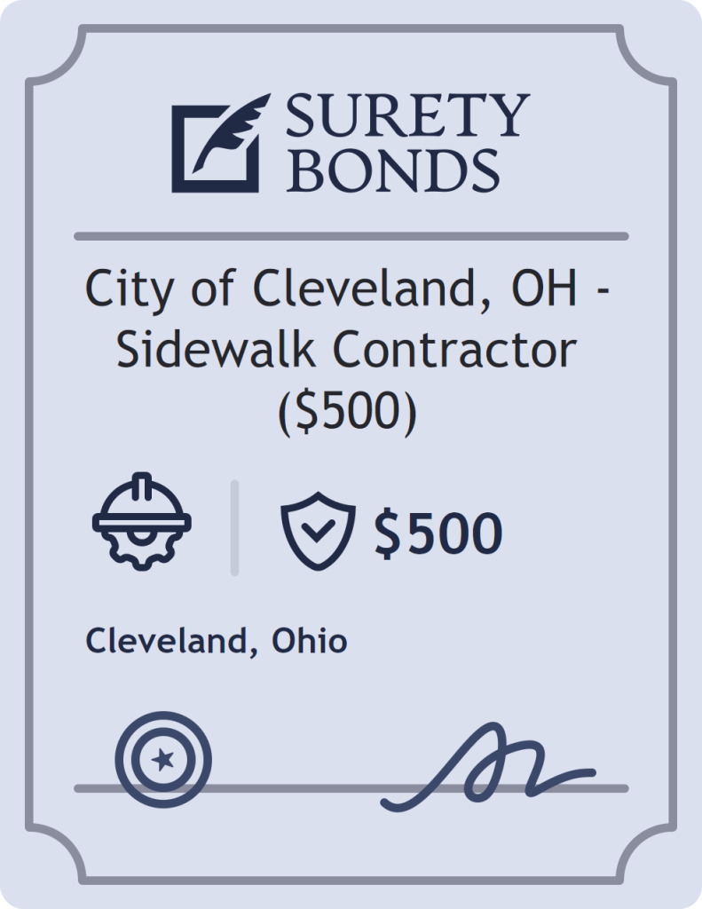 Surety bond badge for City of Cleveland, OH - Sidewalk Contractor ($500)