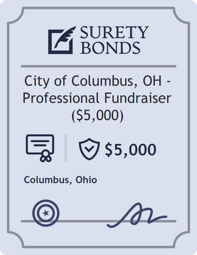 Surety bond badge for City of Columbus, OH - Professional Fundraiser ($5,000)