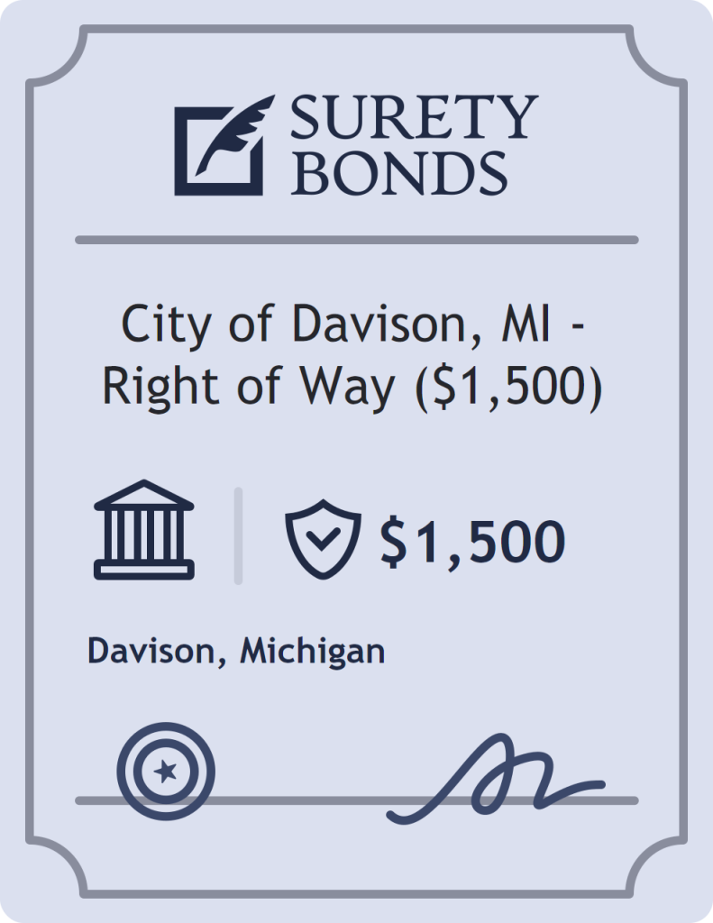 Surety bond badge for City of Davison, MI - Right of Way ($1,500)
