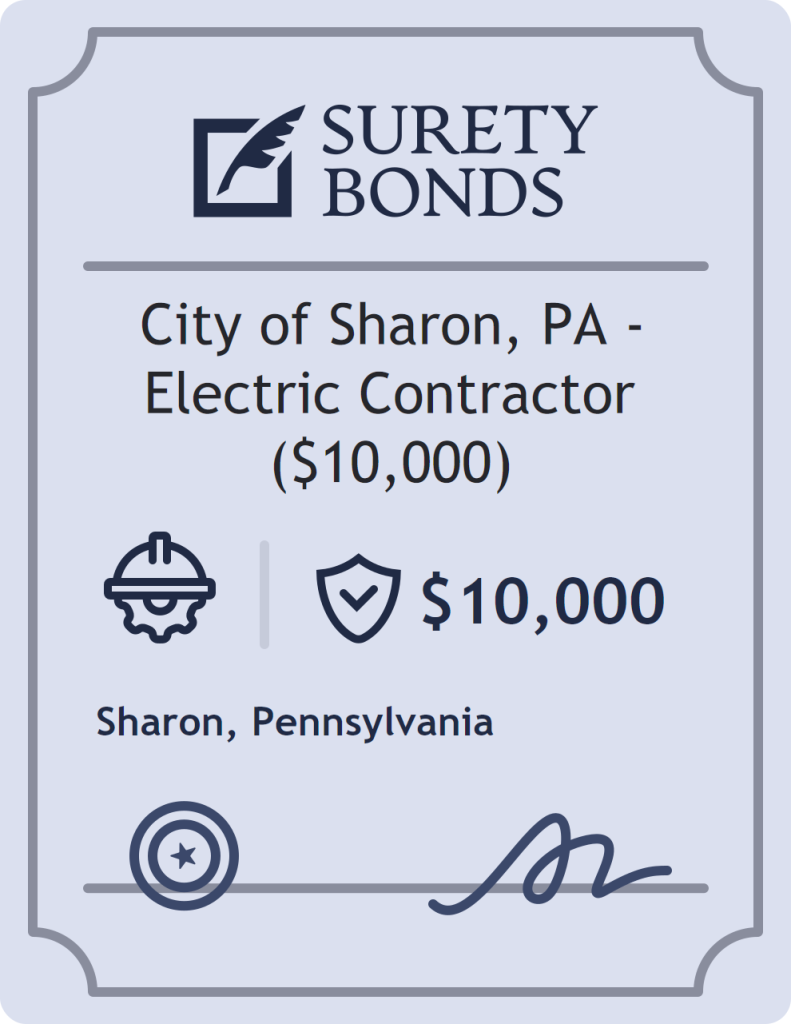 Surety bond badge for City of Sharon, PA - Electric Contractor ($10,000)