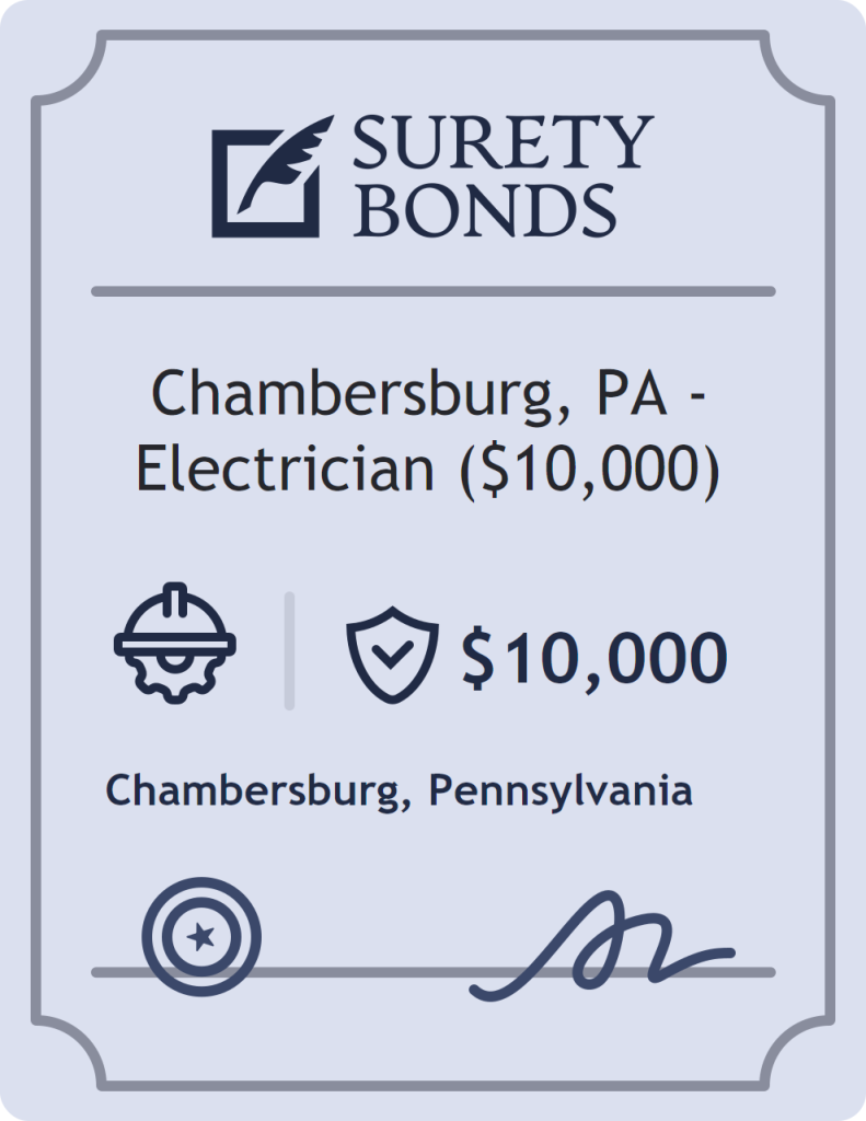 Surety bond badge for Chambersburg, PA - Electrician ($10,000)