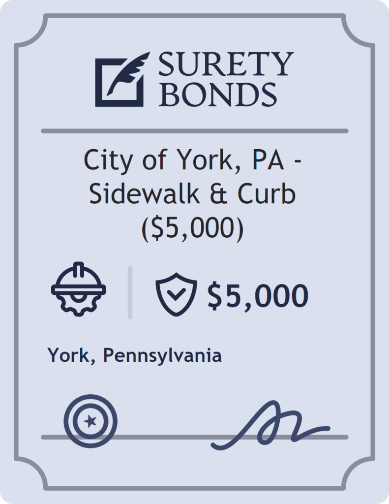 Surety bond badge for City of York, PA - Sidewalk & Curb ($5,000)