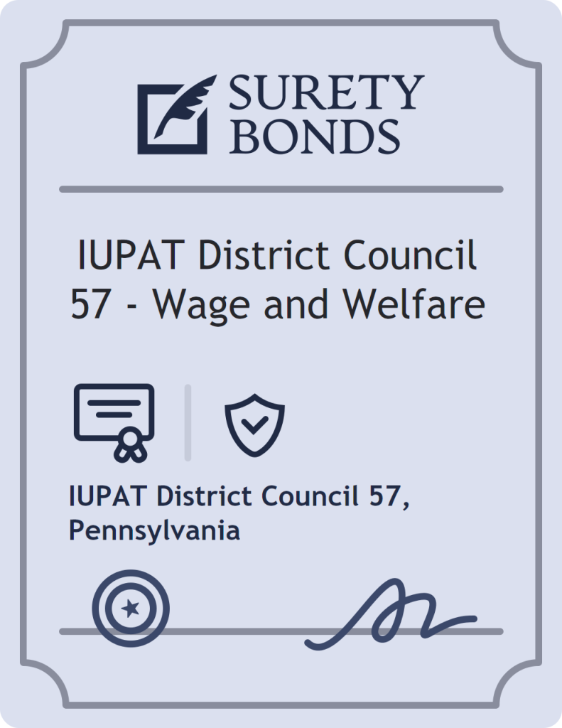 Surety bond badge for IUPAT District Council 57 - Wage and Welfare
