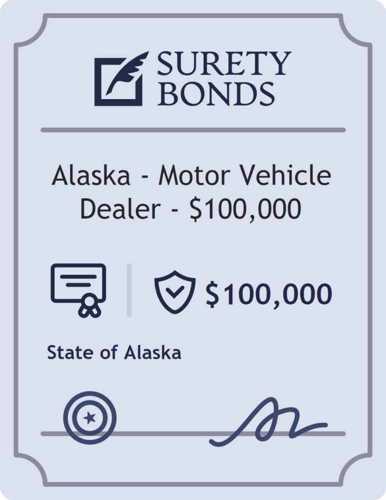 Surety bond badge for Alaska - Motor Vehicle Dealer - $100,000