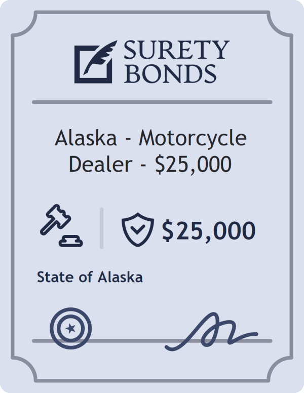Surety bond badge for Alaska - Motorcycle Dealer - $25,000