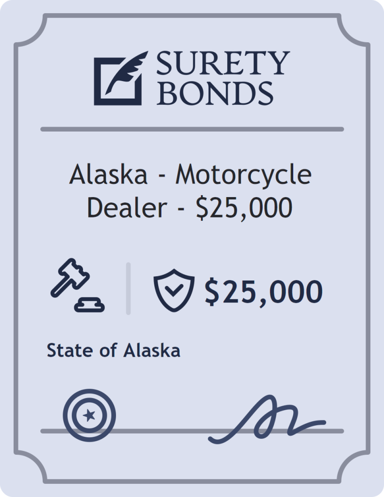 Surety bond badge for Alaska - Motorcycle Dealer - $25,000