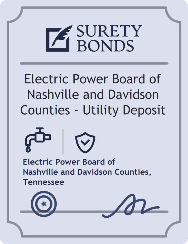 Surety bond badge for Electric Power Board of Nashville and Davidson Counties - Utility Deposit