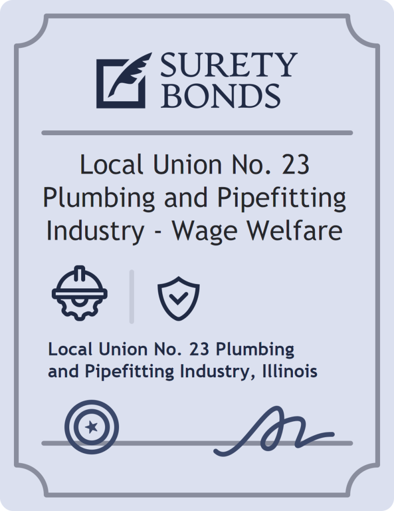 Surety bond badge for Local Union No. 23 Plumbing and Pipefitting Industry - Wage Welfare