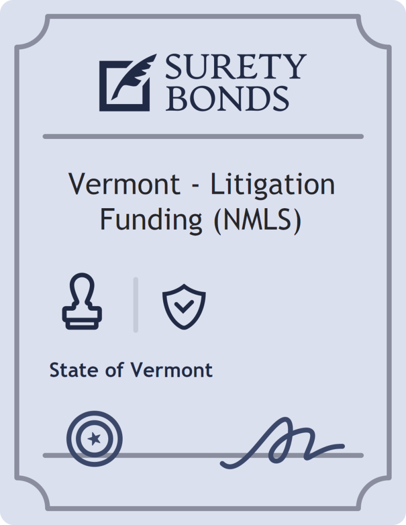 Surety bond badge for Vermont - Litigation Funding (NMLS)