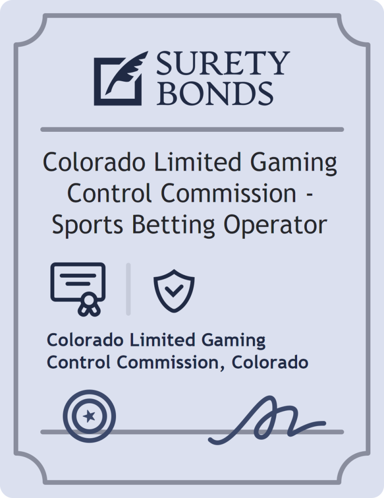 Surety bond badge for Colorado Limited Gaming Control Commission - Sports Betting Operator