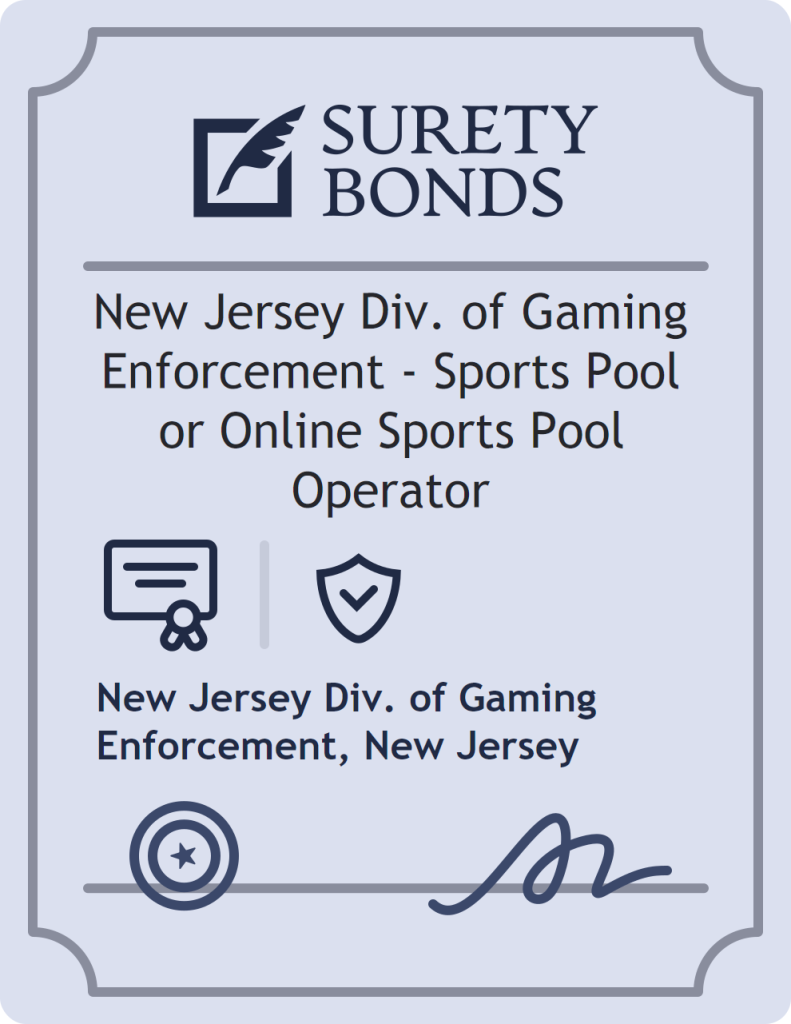 Surety bond badge for New Jersey Div. of Gaming Enforcement - Sports Pool or Online Sports Pool Operator