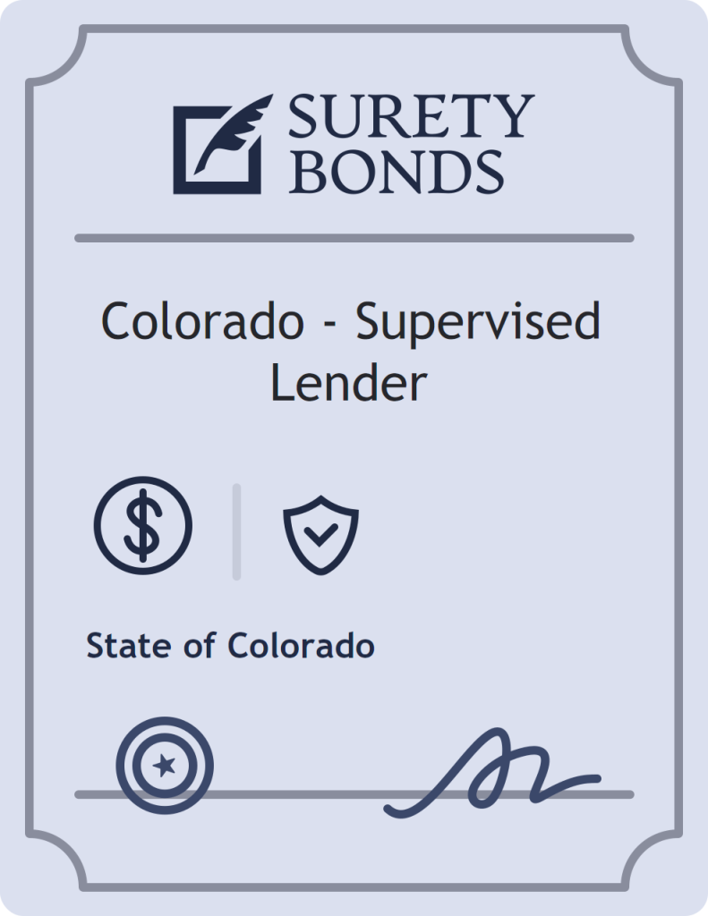 Surety bond badge for Colorado - Supervised Lender