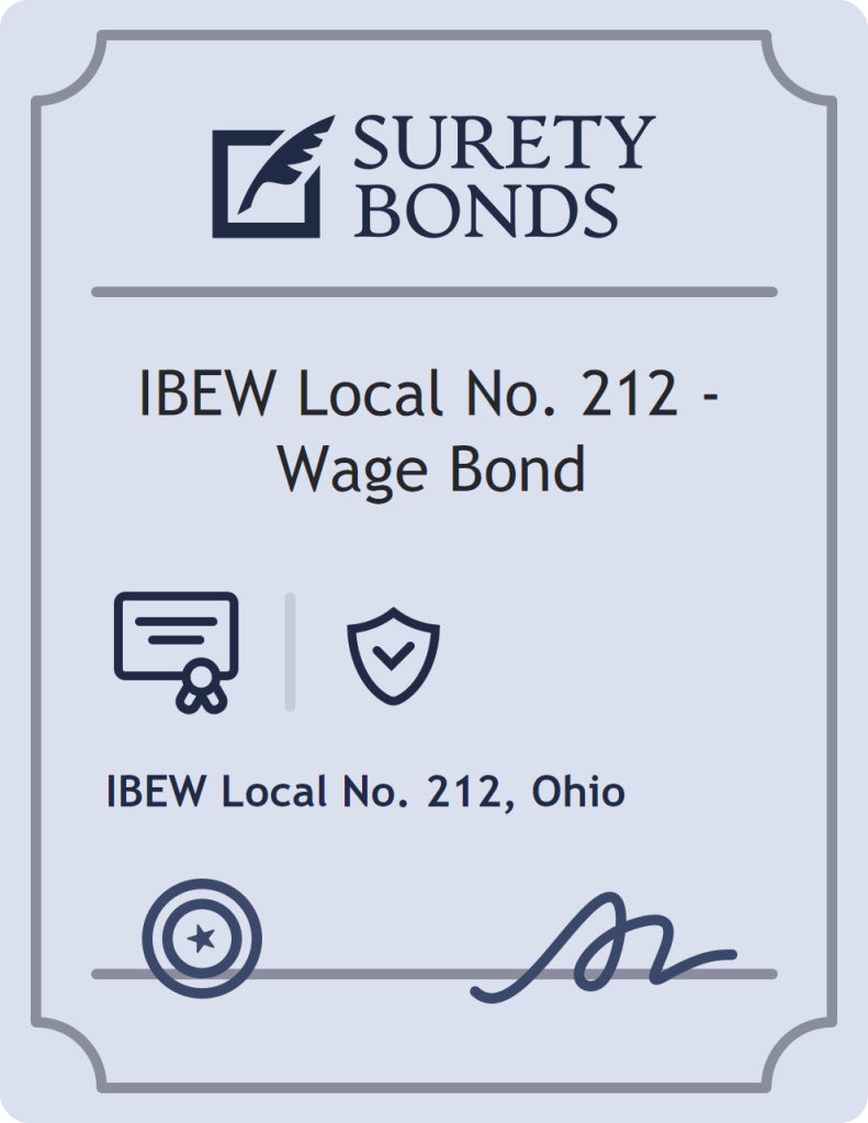 Surety bond badge for IBEW Local No. 212 - Wage Bond