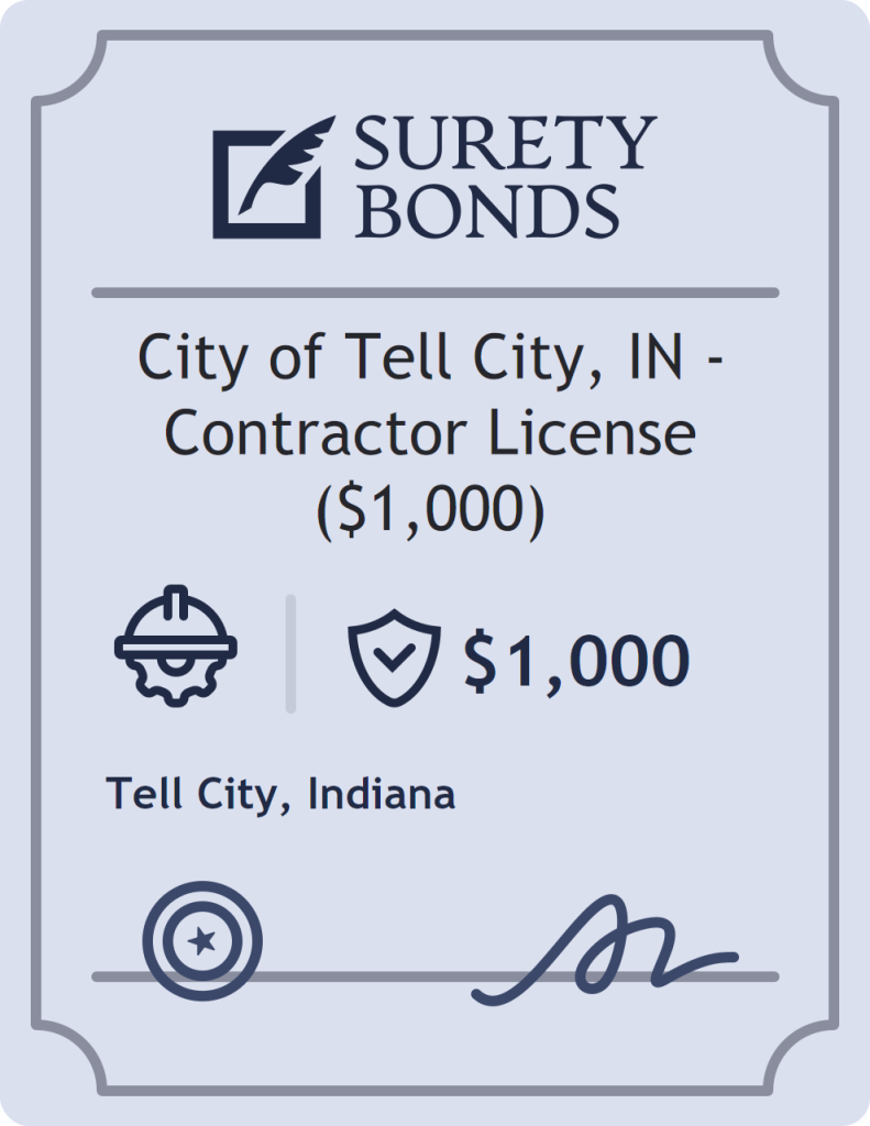Surety bond badge for City of Tell City, IN - Contractor License ($1,000)