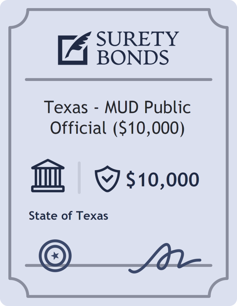 Surety bond badge for Texas - MUD Public Official ($10,000)