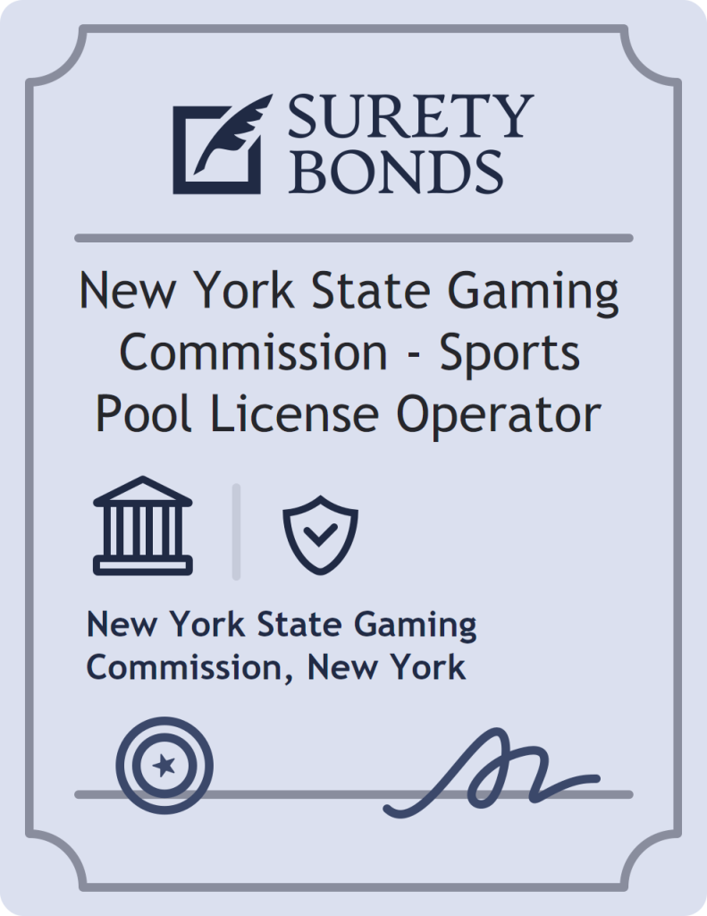 Surety bond badge for New York State Gaming Commission - Sports Pool License Operator