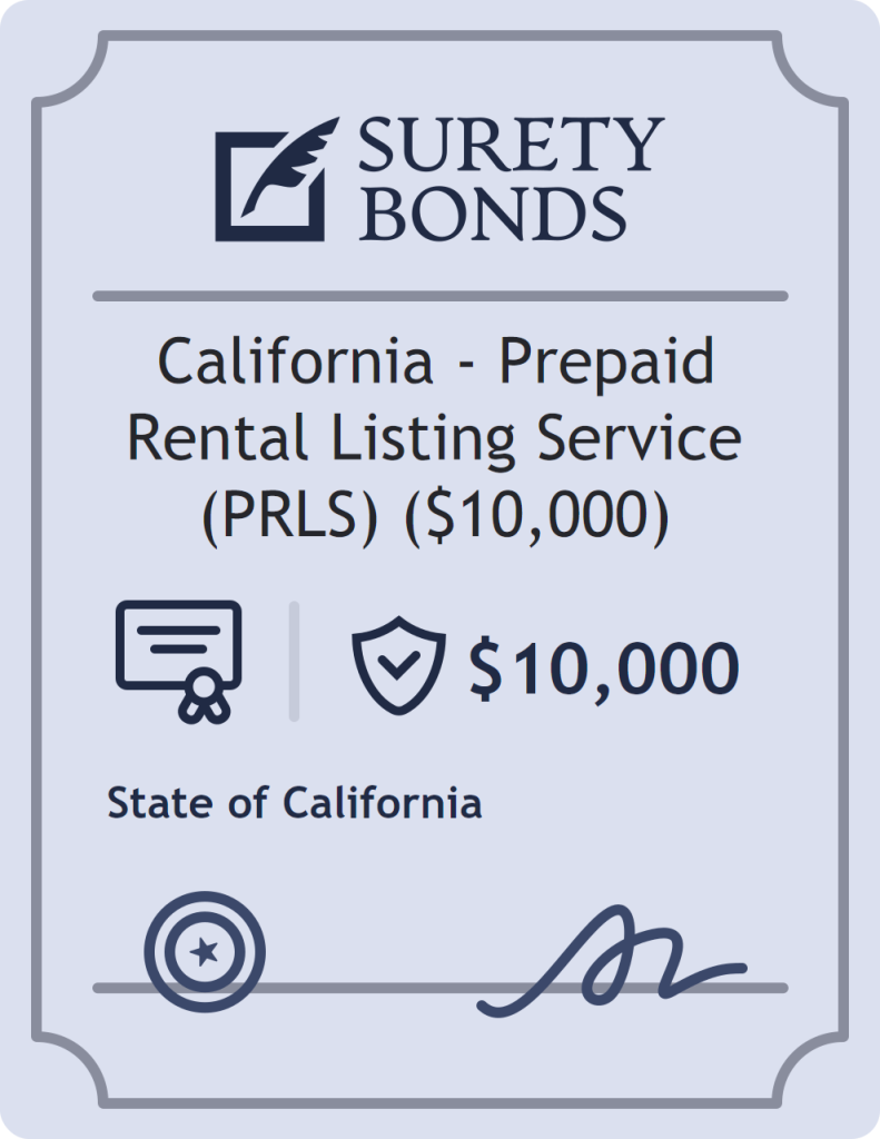 Surety bond badge for California - Prepaid Rental Listing Service (PRLS) ($10,000)