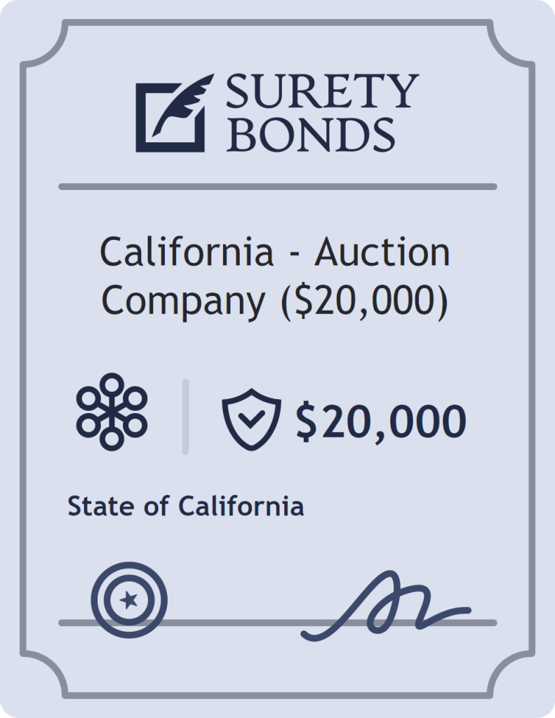 Surety bond badge for California - Auction Company ($20,000)