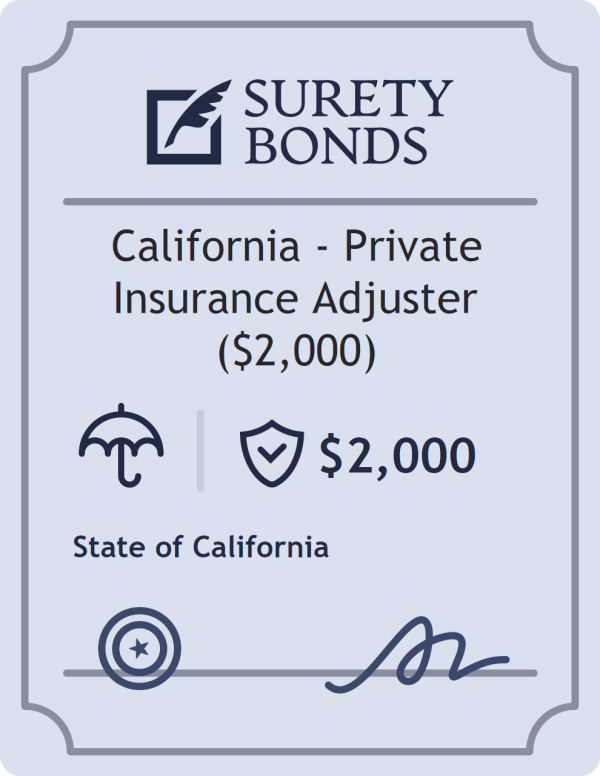 Surety bond badge for California - Private Insurance Adjuster ($2,000)