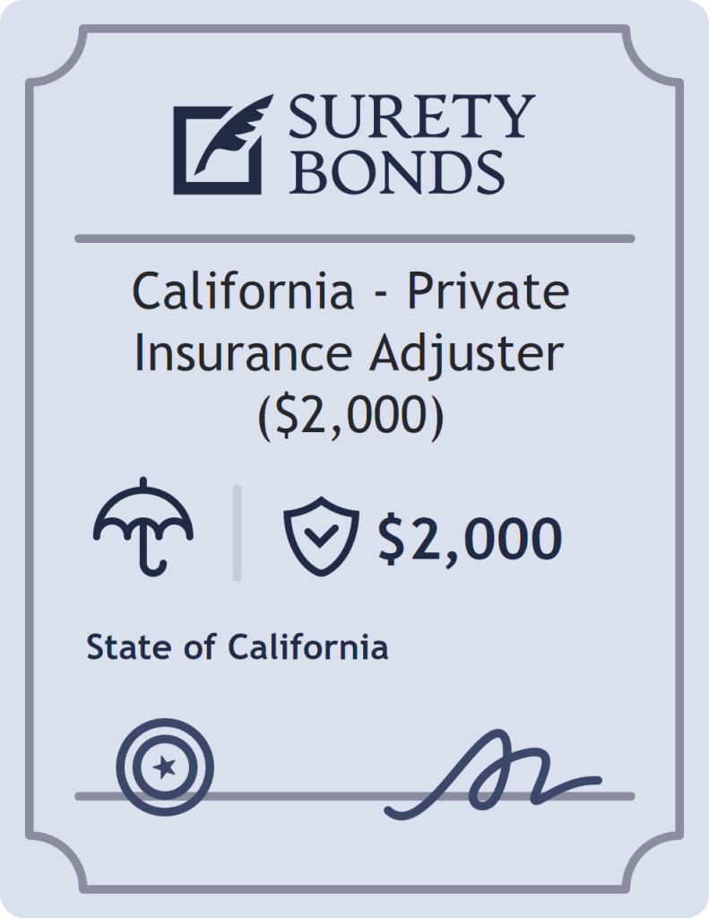 Surety bond badge for California - Private Insurance Adjuster ($2,000)
