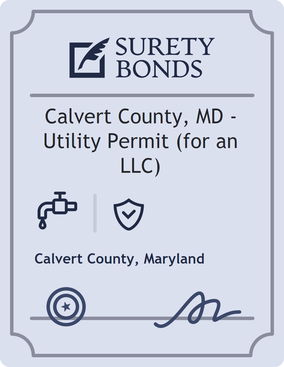 Surety bond badge for Calvert County, MD - Utility Permit (for an LLC)