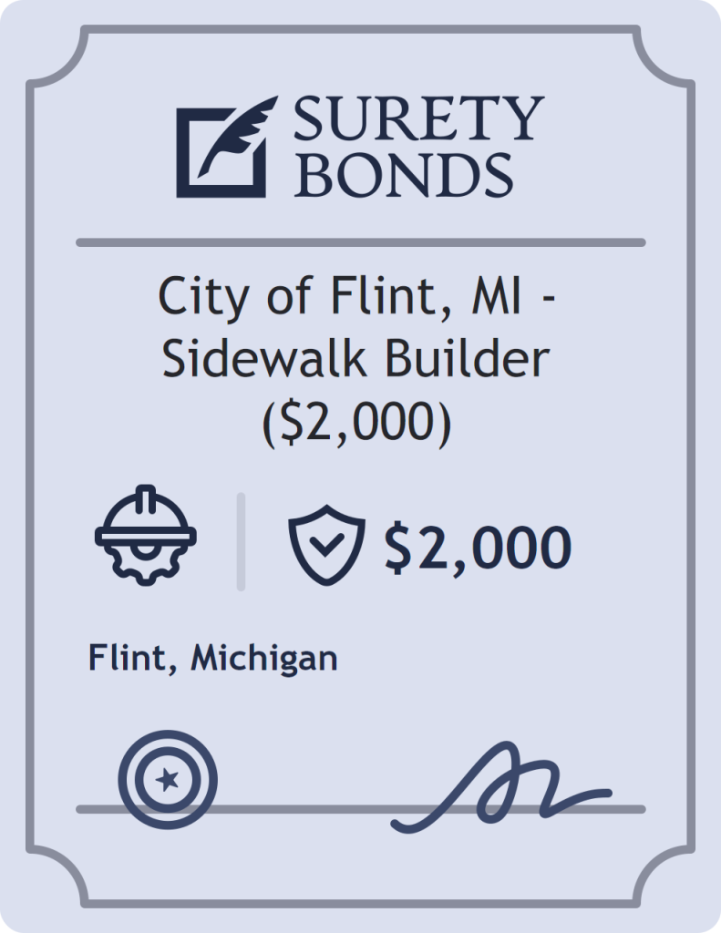 Surety bond badge for City of Flint, MI - Sidewalk Builder ($2,000)