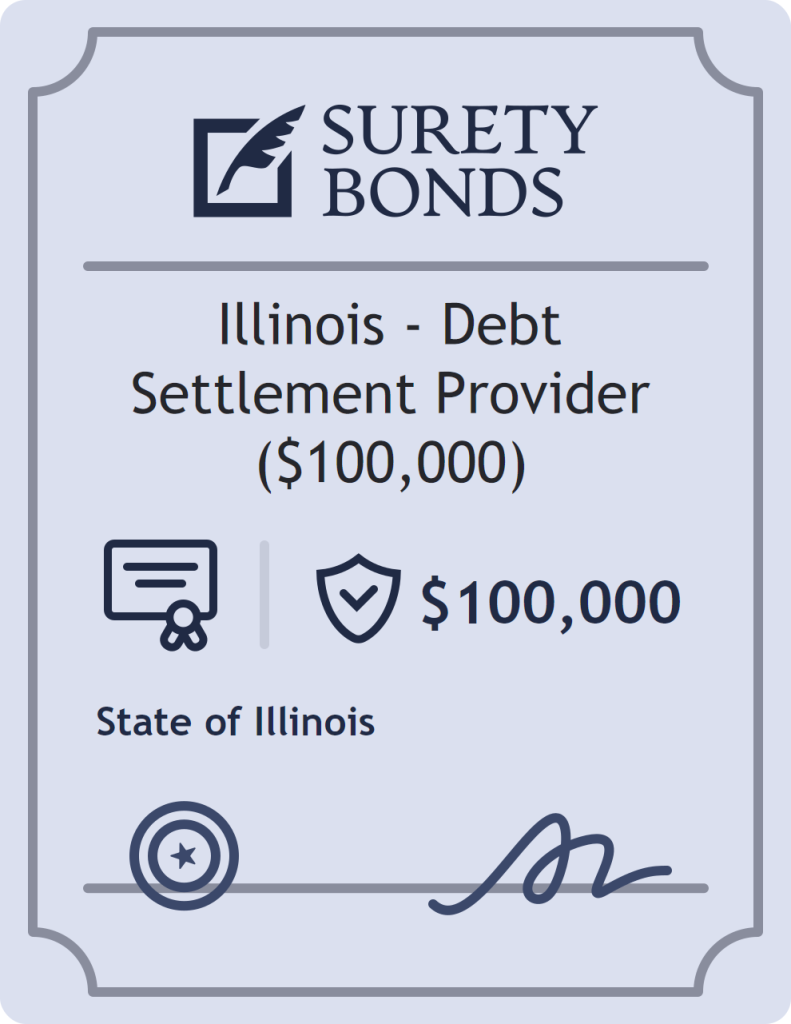 Surety bond badge for Illinois - Debt Settlement Provider ($100,000)