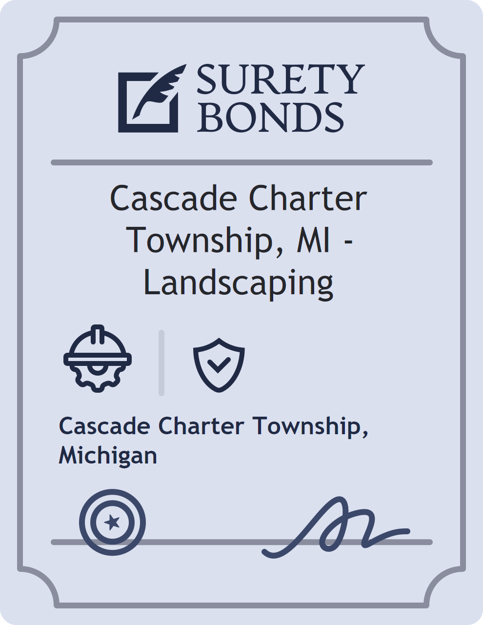 Surety bond badge for Cascade Charter Township, MI - Landscaping