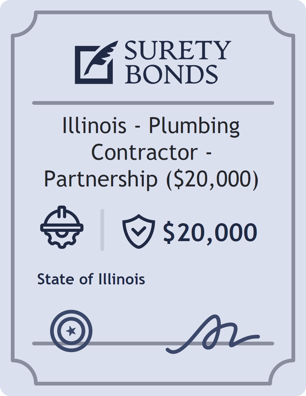 Surety bond badge for Illinois - Plumbing Contractor - Partnership ($20,000)