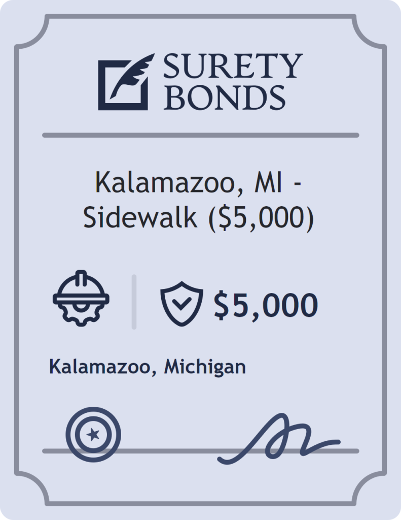 Surety bond badge for Kalamazoo, MI - Sidewalk ($5,000)