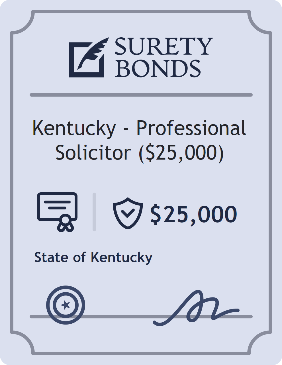 Surety bond badge for Kentucky - Professional Solicitor ($25,000)