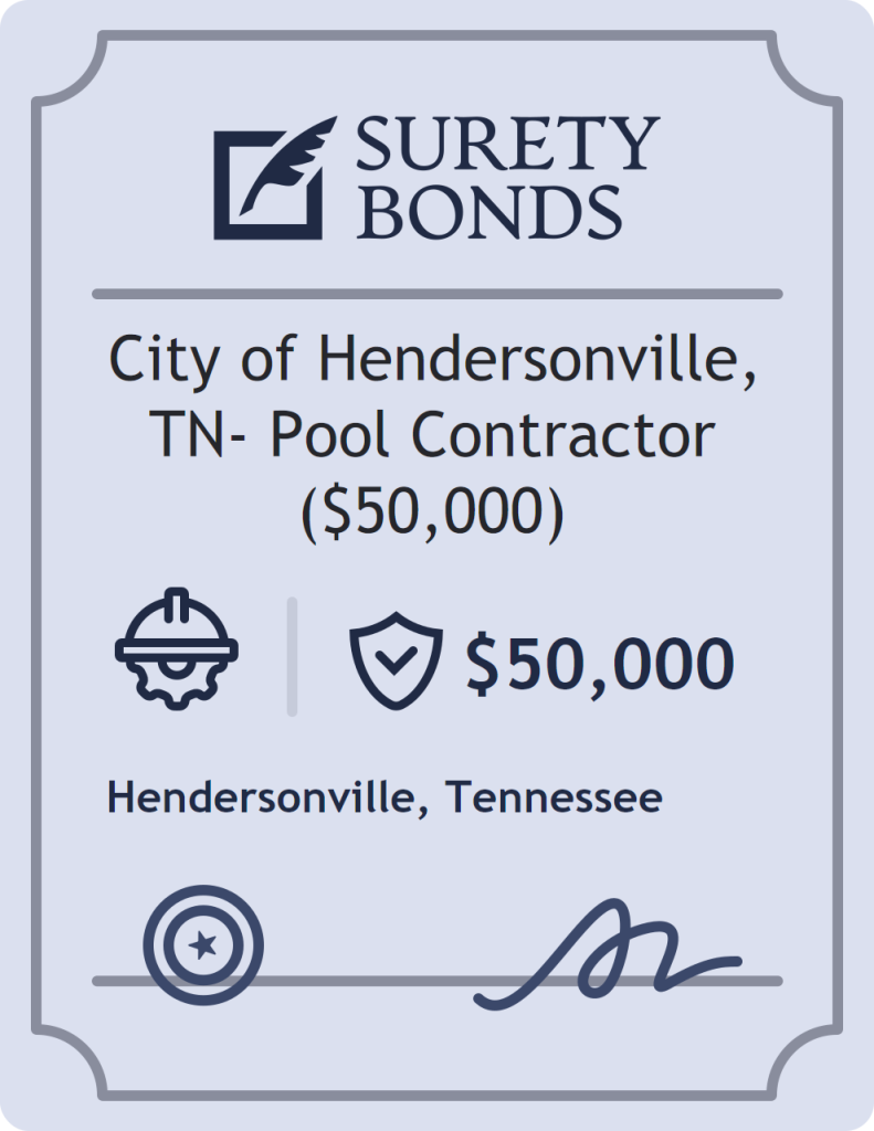 Surety bond badge for City of Hendersonville, TN- Pool Contractor ($50,000)